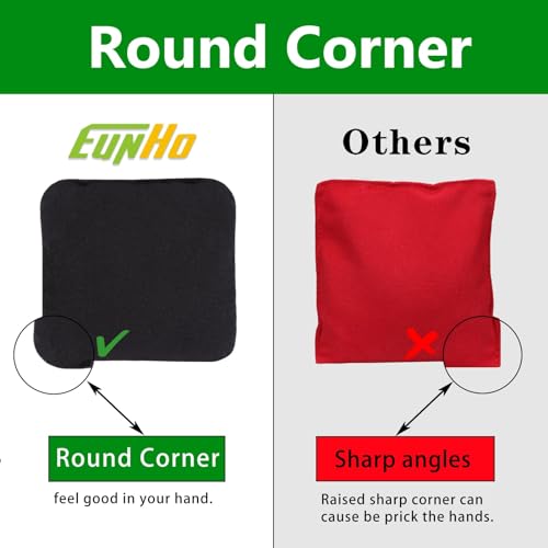 EunHo Cornhole Bags Set of 8 Regulation Size & Weight Corn Hole Bean Bags Official Professional All Weather for Tossing Game with Carry Case - color: Yellow/Green