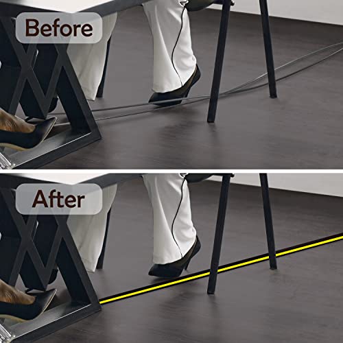 Rubber Bond Cord Cover Floor Cable Protector - Strong Self Adhesive Floor Cord Covers for Wires - Low Profile Extension Cord Covers for Floor & Wall - color: Black Stripped - Two Thick Cords, size: 4 Feet