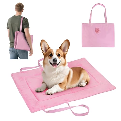 Catalonia Classic Waterproof Dog Mat, Portable Reversible Pet Travel Mat, Pet Cushion Pad with Handle for Small Medium Dogs Cats, Indoor or Outdoor, 80 x 60 cm, Pink - color: Pink, size: M(31.5x23.6 inch)