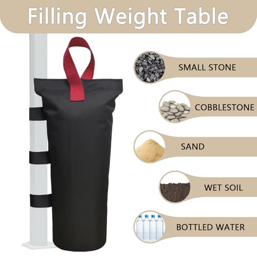 Canopy Weights Set of 4，Heavy Duty Canopy Weight Bags (120 lbs) for Ez Pop up Canopy Tent Outdoor Instant Canopies, Set of 4, Black Red Handle (Without Sand) - color: Black+Red Handle, size: 120lbs(4 x 30lbs)