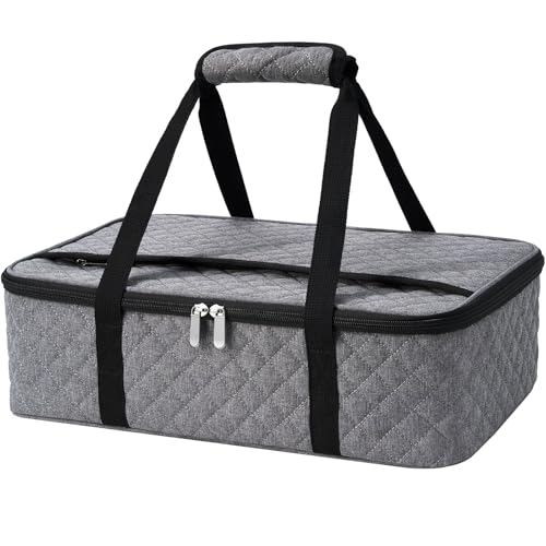 Insulated Casserole Carrier Portable Food Tote for Hot or Cold – Fits 9"x13" Baking Dish, Lasagna Holder for Parties, Picnic, Travel, Beach - Grey - color: Gray