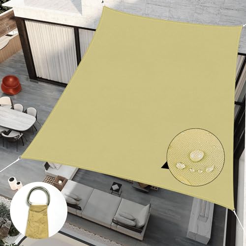RICHIE Upgrade 12'x16' Sun Shade Sail Rectangle Canopy, Water Resistant & UV Block Sunshade for Outdoor Patio Lawn Beach Garden Carport Backyard Deck Pergola, Sand - color: Sand, size: 12'x16', style: Rectangle