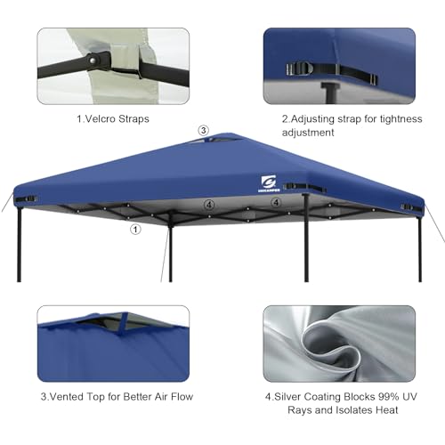 10x10 Pop Up Canopy Replacement Top Cover with Air Vent for Straight Leg Canopy Tent, Waterproof for Outdoor Garden Patio Camping Sun Shade (Navy Blue) - color: Navy Blue