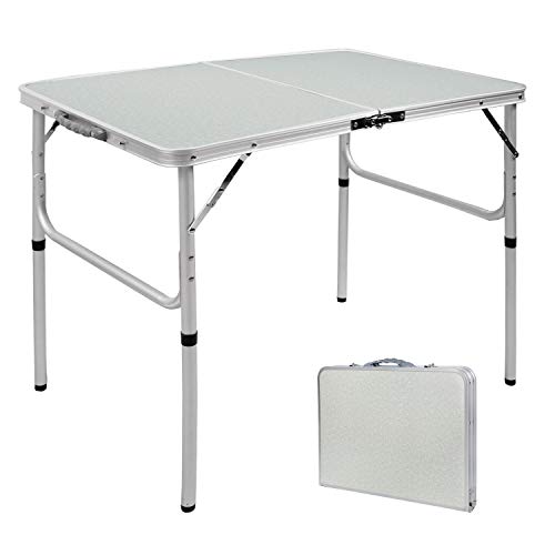 REDCAMP Folding Camping Table, 3ft Portable Aluminum Outdoor Table with Adjustable Height, Lightweight Foldable Camp Table for Picnic, Cooking, Beach, Backyard & Travel - size: 36"L x 24"W(2 heights 15"/28")