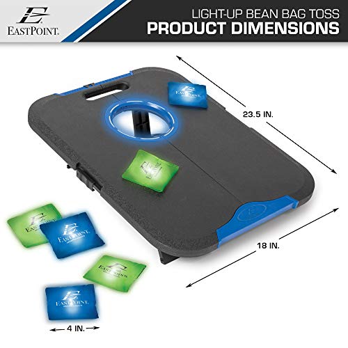 EastPoint Sports Go! Gater Cornhole – Light-Up and Travel Versions – Easy Storage & Light-Weight – Perfect for Outdoor and Indoor Play - style: Light-Up Board - Black/Blue