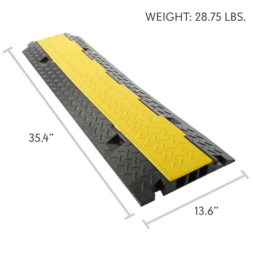 Pyle Durable Cable Protective Ramp Cover - Supports 33000lbs Three Channel Heavy Duty Cord Protection w/ Flip-Open Top Cover, 35.4” x 13.6” x 1.96” Cable Concealer for Indoor Outdoor Use PCBLCO105 - style: 1 Pack