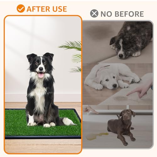 LOOBANI 43.7in x 27.6in Replacement Artificial Grass Puppy Training Pads, Quickly Absorbency Portable Dog Potty Grass, Fit 45x29in Potty Tray(1 Pack) - size: 43.7"x27.6"