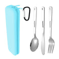 Travel Utensils Set with Silicone Case, Stainless Steel Silverware Set for Work Lunch Camping Picnic, Portable Cutlery Set on the Go, Easy to Clean (Blue) - color: Blue