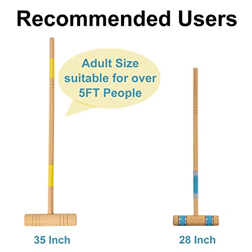 ApudArmis 35In Six Players Croquet Set with Deluxe Premiun Pine Wooden Mallets,Colored Ball,Wickets,Stakes - Lawn Backyard Game Set for Adults/Teens/Family (Large Carry Bag Including) - size: 35'' Deluxe