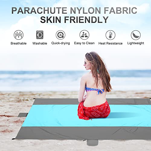 Beach Blanket Waterproof Sandproof Beach Mat 10 x 9ft Extra Large Quick Drying Oversized Lightweight Sand Free Outdoor 120"×108" Picnic Blanket for Vacation Camping Hiking - color: Light Grey