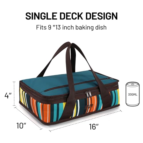 MIER Insulated Casserole Carrier for Hot or Cold Food Thermal Food Carrier Bag for Lasagna Potluck Parties Picnic Cookouts, Fits 9"x13" Baking Dish/Foil Pan, Blue - color: Blue, size: 16 x 10 x 4 inches