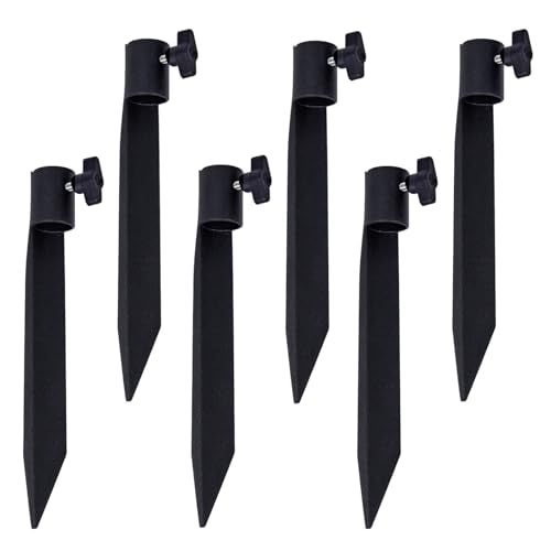 Outdoor Metal Stakes for Ground, Garden Stakes for Lights,Used for Replacement Metal Ground Spike in Live Flame Torches and Solar Lights-6.7 Inch (Black 6 Pack) - color: Black