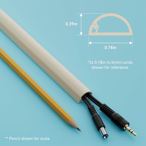 D-Line Half Round Cord Hider, Patented Cable Cover, Hide TV Wall Mount Wires, Raceway for Cords, Decorative Wire Covers, Paintable, Adhesive Cable Concealer, 1x 0.78in W x 0.39in H x 39in L, Beige - color: Beige, size: 0.78x0.39in - 1x 39in