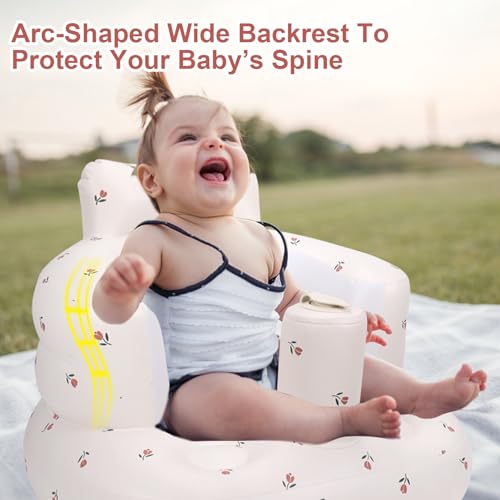 AirSwim Inflatable Baby Chair, Inflatable Baby Seat for Babies 3 Months and Up, Summer Blow Up Chair with Built in Air Pump, Infant Floor Seats for Learning to Sit, Palying, Camping, Tulip - color: Tulip