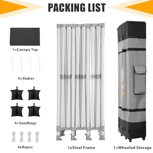 HOTEEL 10x30 Heavy Duty Pop Up Canopy Tent for Parties Event Wedding Commercial Instant Canopy with Wheeled Bag, Party Tent Waterproof UV 50+&Windproof, Upgraded Thick Hexagonal Legs, Black - color: Black, size: 10x30FT (No Walls)
