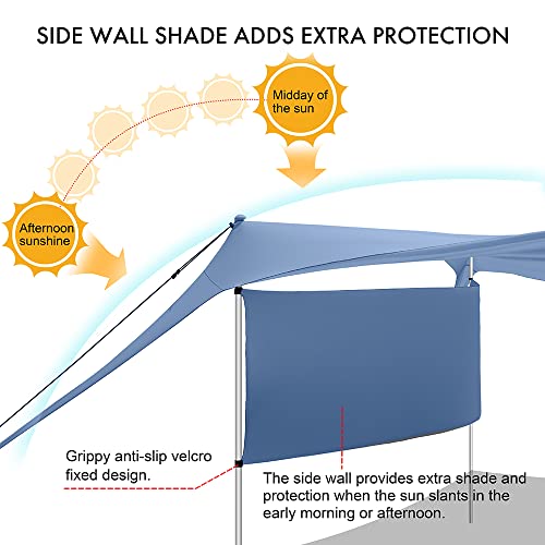 Beach Canopy Tent Shade with Sidewalls 10x10FT, 6.6FT Tall, UPF50+ Sun Shelter, Windproof & Water Resistant, Includes Guylines Sand Shovel Stability Poles, Easy Up for Beach Outdoor Camping Backyard - color: Blue