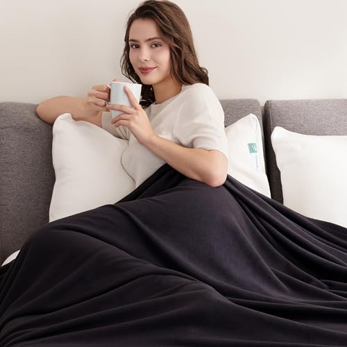 Berkshire Blanket Microfleece Queen Size Bed Blanket Black,Lightweight Soft Breathable Plush Micro Fleece Blanket for Bed Couch Sofa,90x90 Inches - color: Black, size: Full/Queen
