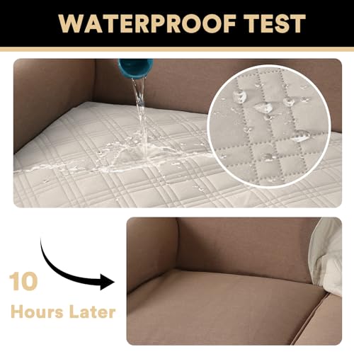 PrinceDeco Waterproof Couch Covers for Pets Couch Cover for Dogs Washable Seat Covers Pads for Sofa Thick Dog Bed Cover Non-Slip Sofa Slipcover Furniture Protector,French Oak,47x48 Inch - color: French Oak, size: Seat-Loveseat