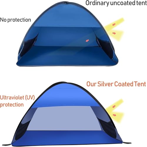 Beach Sun Shelters,Instant Sun Shade Canopy Head PopUp Canopy Automatic Shade Tent for Camping Fishing Hiking Picnic Portable Shelter Windproof Waterproof with Mobile Phone Stand, 80cm - color: Blue-Waterproof-31.5in