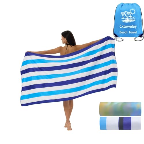 Microfiber Beach Towels 70''x35'' Extra Large Oversized 2 Pack Quick Dry Sand Free Blue White Striped Towel Cute Dolphin for Adults Women,For Pool Spa Swim Travel Yoga - Portable&Lightweight - color: 2 Pack Dolphin Upgraded Version