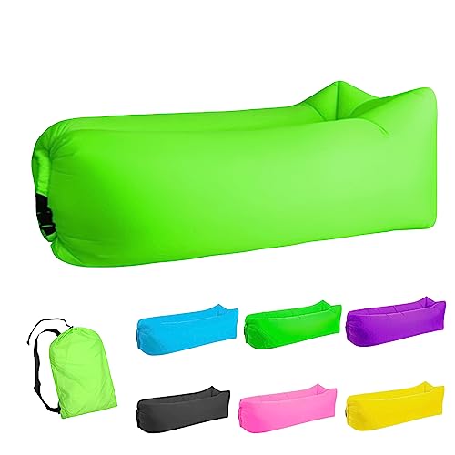 Inflatable Lounger Air Sofa Hammock, Inflatable Couch for Camping, Portable Waterproof Anti-Air Leaking Pouch Couch Air Chair for Outdoor, Beach, Hiking, Picnics, Music Festivals (Green) - color: Green