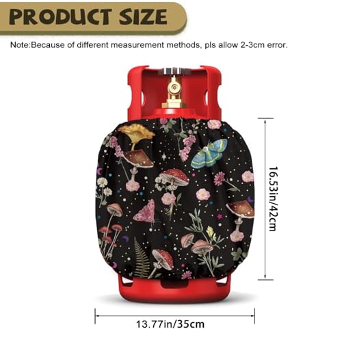 Rv Propane Tank Cover Mushroom Flower Propane Tank Cover for Rv Trailer 20 lb Cylinder Covers for Outdoor and Indoor Use Dustproof 13.7'' x 16.5'' - color: Mushroom Flower