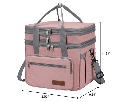 Maelstrom Lunch Box, 23L Insulated Lunch Bag, Expandable Double Deck Cooler Bag, Lightweight Leakproof Tote Bag With Side Tissue Pocket, Suit For Men and Women (E. Pink) - color: E. Pink