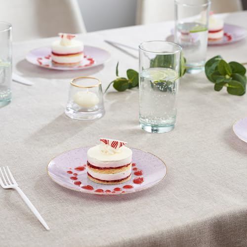 PLASTICPRO 32 Pack Elegant Disposable Plastic Plates Combo Set Includes 16 Dinner Plates and 16 Salad Plates Heavy Duty Fancy Party Plates Purple Granite Plates with Gold rim - color: Granite Collection Purple With Gold Rim