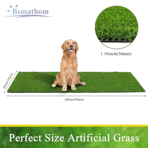 Bsmathom Artificial Grass Rug - 2x8Ft Indoor/Outdoor Dog Grass Mat, Fake Grass Turf Runner for Balcony, Garden, Lawn, Landscape - size: 2x8 Feet