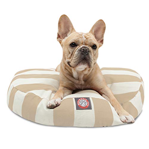 Majestic Pet Indoor Outdoor Vertical Stripe Round Pet Dog Bed with Removable Washable Cover, Sand, Small - color: Stripes Sand, size: Small