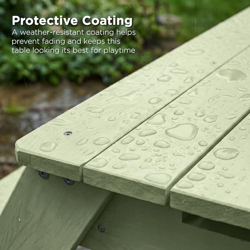 Best Choice Products Kids Picnic Table with Umbrella, 3-in-1 Sand & Water Table, Outdoor Convertible Picnic Table for Toddlers, Seats 4, Removable Top, 2 Buckets - Sage - color: Sage