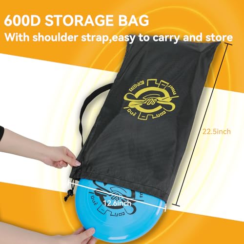 Super Stable Outdoor Flying Disc Game Set, Portable Fun Bottle Drop Yard Game for Family & Adult with Adjustable Heavy Duty Steel Pole, Durable Bag - Easy Set Up