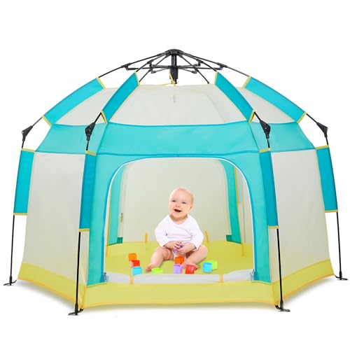 Bend River Baby Playpen with Canopy, Portable Baby Beach Tent, Toddler Play Yard Indoor and Outdoor, Foldable Mosquito Net for Infant - Green - color: Green