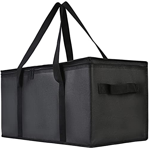 Bodaon Insulated Food Delivery Bag, 22" x 10" x 10" Insulated Pizza Delivery Bags for Hot/Cold Food, Black, 1-Pack - color: Black, size: 22" x 10“ x 10"