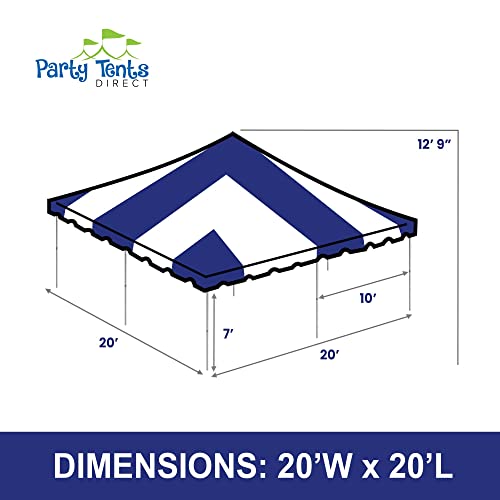 Party Tents Direct 20'x 20' Weekender Canopy Pole Tent with Sidewalls - Easy Up Canopy Tent with 80 Person Capacity - Outdoor Canopies for Parties, Weddings, and Events (Blue/White) - color: Blue, size: 20' x 20'