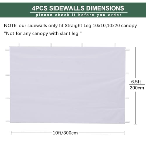 Light Grey SideWall for 10x10 Canopy Frame, 3 Pack SunWall and 1Pack Door Only, (with Zippers) - color: Light Grey, size: 4 Sidewalls