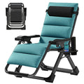 Slsy Zero Gravity Chair, Reclining Lounge Chair with Removable Cushion & Tray for Indoor and Outdoor, Patio Recliner Folding Reclining Chair - color: Linen Persian Green, style: Zero Gravity Chair