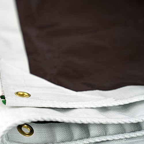 HydraTarp 10 Ft. X 12 Ft. Super Heavy Duty Waterproof Tarp - 16mil Thick - White/Brown Reversible Tarp - size: 10ft x 12ft