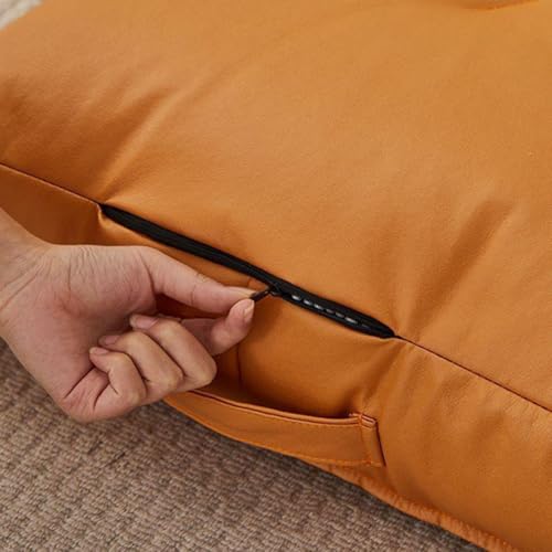 4" Thick Faux Leather Floor Seat Pad Yoga Meditation Cushion,Waterproof Square Floor Cushion Seating for All Ages,Portable Floor Cushion Booster Cushion (Orange,20x20x4inch) - color: Orange