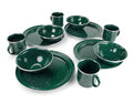 GSI Outdoors Pioneer Enamel 12 Pieces (4-Person) Dish Set I Enamelware Dishes Including Plates, Bowls and Mugs for Camping, Outdoors, RV, Camp, Green - color: Green