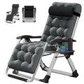 DoCred Zero Gravity Chair, Lawn Recliner, Reclining Patio Lounger Chair, Folding Portable Chaise with Detachable Soft Cushion, Cup Holder, Headrest - color: Smoky Gray, style: Zero Gravity Chair