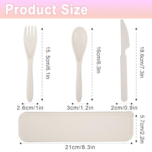 24 Sets Travel Utensils Set with Case, Reusable Spoon Knife Forks Tableware, Portable Plastic Cutlery Set Lunch Box for School Lunch Picnic Camping Daily Use (6 Colors)