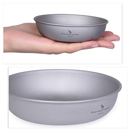 iBasingo Titanium Pan Dish Plate with Carry Mesh Bag Ultralight for Outdoor Camping Tableware Cookware Mess Kit A-Ti1101T - color: S-Ti1101T