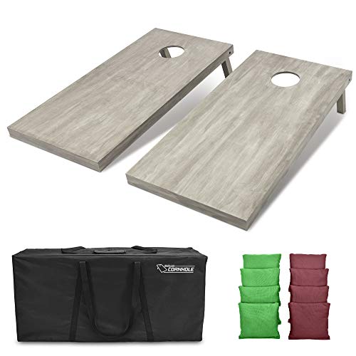 GoSports 4 ft x 2 ft Regulation Size Wooden Cornhole Boards Set - Includes Carrying Case and Bean Bags (Choose Your Colors) Over 100 Color Combinations - color: Burgundy & Bright Green