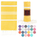 Beach Towel 100% Cotton Turkish Beach Towel Adult 38x70 Inch Pre-washed Absorbent Extra Large|Sand Free Quick Dry BathTowels|Lightweight Blanket|Travel Cruise Camping Spa Gym Yoga Sports Towel|Yellow - color: Bright Yellow