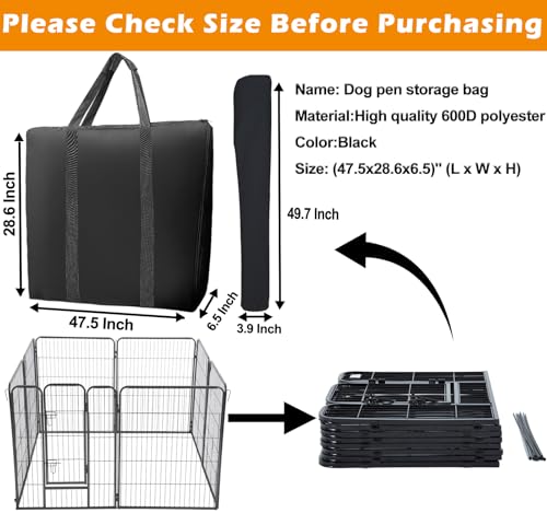 LWFCOEE 45 Inch Waterproof Heavy Duty Dog Fence Travel Bag, Fits 8 Panels Dog Pen and 9 Stakes, 47.5"x28.6"x6.5" - style: Fits Under 45"hx28"w 8 Panels Dog Playpen and 9 Stakes