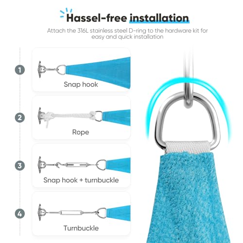 Quictent 20x16ft Rectangular Sun Shade Sail 185G HDPE Canopy 98% UV Block Outdoor Patio Garden Commercial Deck with Hardware Kit (Turquoise) - color: Turquoise, size: 20 x 16 ft, style: Rectangle