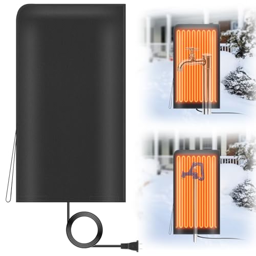 Electric Heated Outdoor Faucet Cover for Faucet and Pipe, Extra-Large 25×13.7”Oxford Fabric Spigot Heater & Freeze Protector with Overheat Protection, 57W Quick Heating for RV Home Winterizing
