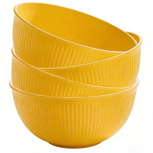 26 OZ Wheat Straw Bowls Set, Unbreakable Reusable Cereal Bowls, Microwave & Dishwasher Safe, BPA Free Lightweight Bowls for Oatmeal, Soup, Salad & Chili (Yellow) - color: Yellow