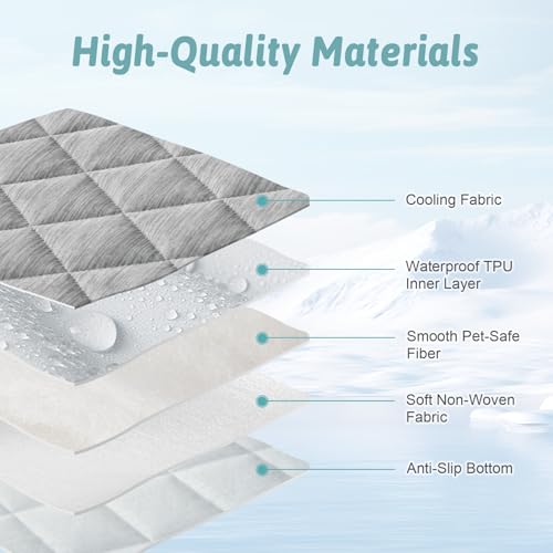COZY KISS Dog Cooling Mat 32"x44" Q-Max>0.4, Waterproof Pet Cooling Pad, Leakproof & Non-Slip Dog Bed Cover, Washable Cooling Blanket for Medium Dogs, Crate, Sofa, Floor(Gray) - color: Gray, size: 32"x44"